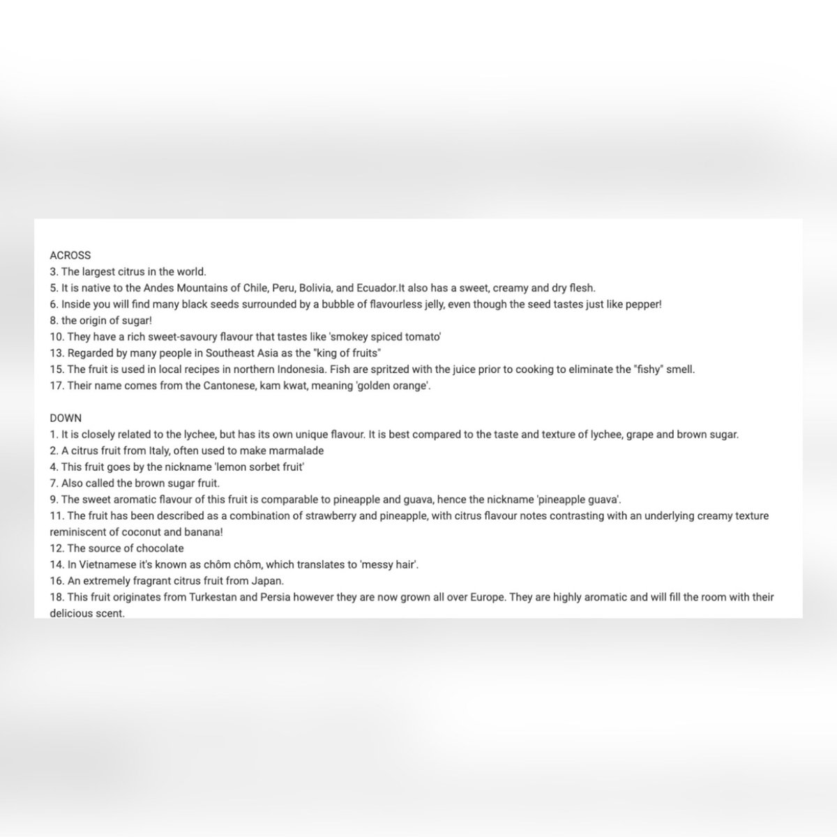 Can you complete this fruity cross word for a discount code at MyExoticFruit.com ???