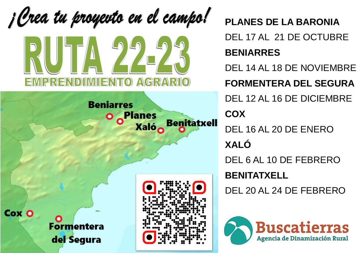 BuscatierrasCom's tweet photo. ¿QUIERES EMPRENDER EN EL CAMPO?
Apúntate a la RUTA 22-23 EMPRENDIMIENTO AGRARIO de Alicante en: https://t.co/vihG2HDFzR https://t.co/asjeXYSHXS
