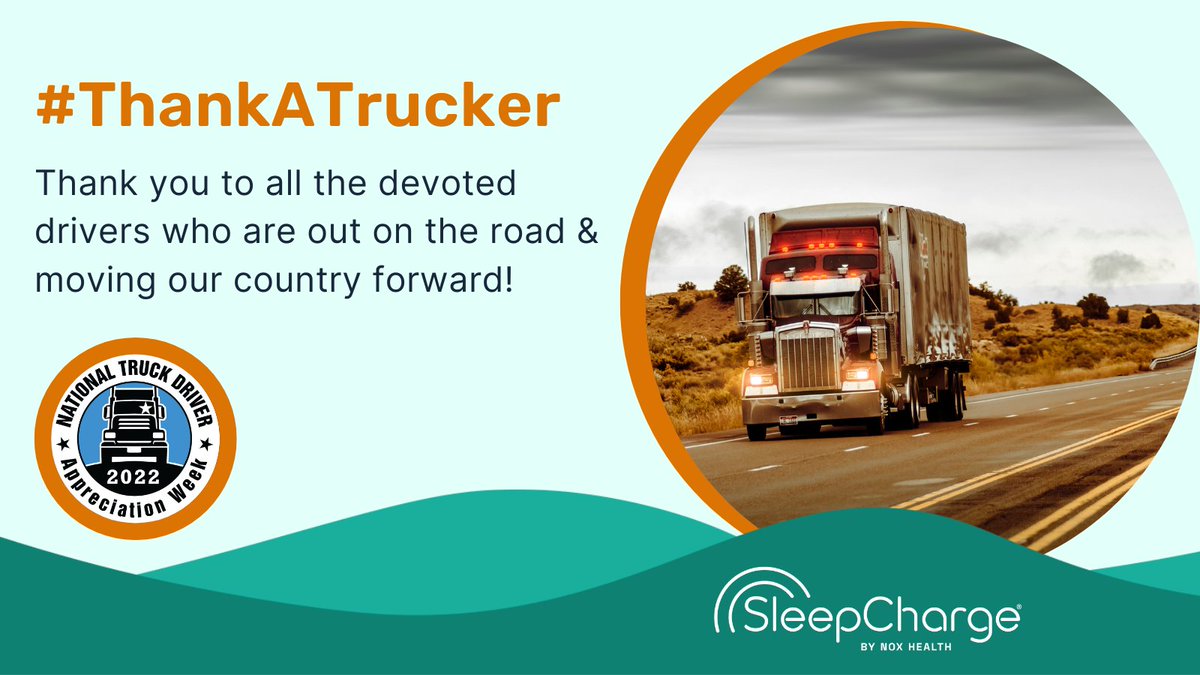 SleepCharge's tweet photo. It's National Truck Driver Appreciation Week! We take a moment to thank the truck drivers who ensure that every load makes it to the destination safely.

#ThankATrucker #NTDAW22 https://t.co/zfw2D5VD5Y