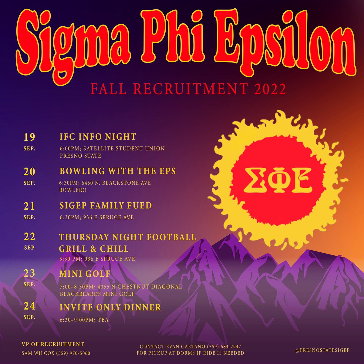 Fall 22’ Rush Schedule!
#RushSigEp