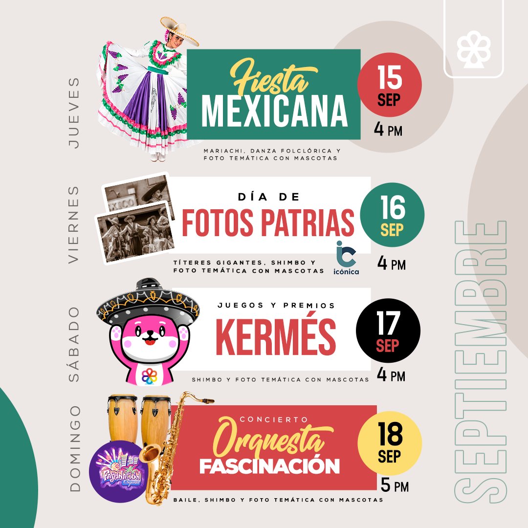 ExplanadaPAC's tweet photo. Septiembre llega a lo grande a #ExplanadaPachuca con mucha diversión. 🤩
Disfruta de nuestras actividades para toda la familia.
Checa todos los eventos que tenemos para ti: https://t.co/iAXLawCGMf https://t.co/t8w3oByZKi