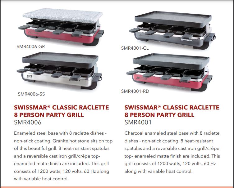 Swissmar - Raclettes -  Put your brand front and centre at your next gathering with the utlimate portable party grills.  #swissmar  #raclettes  #grills  #party