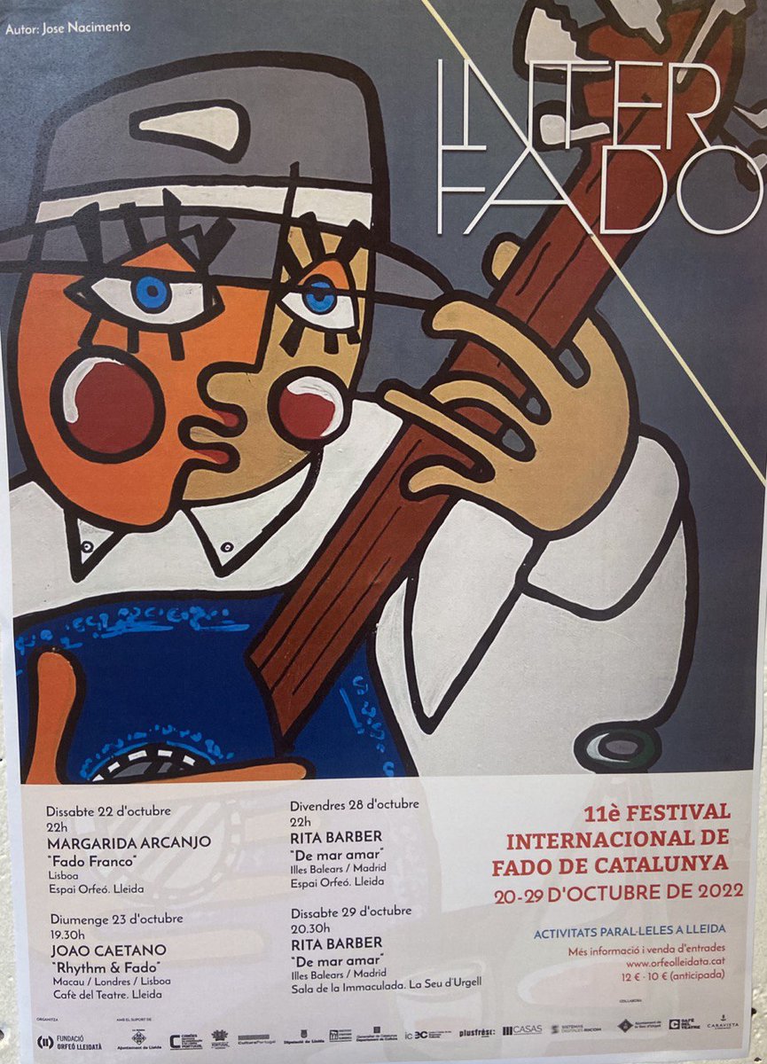 ercpaeria's tweet photo. L'#Interfado torna a #Lleida 🤩 L'onzena edició del festival se celebrarà entre el 20 i el 29 d'octubre 📆 En ell, es gaudirà de la cultura portuguesa a través de concerts de fado clàssic i contemporani, d'una mostra gastronòmica i d'una exposició de fotografies 🎼 https://t.co/nf2z46XavH