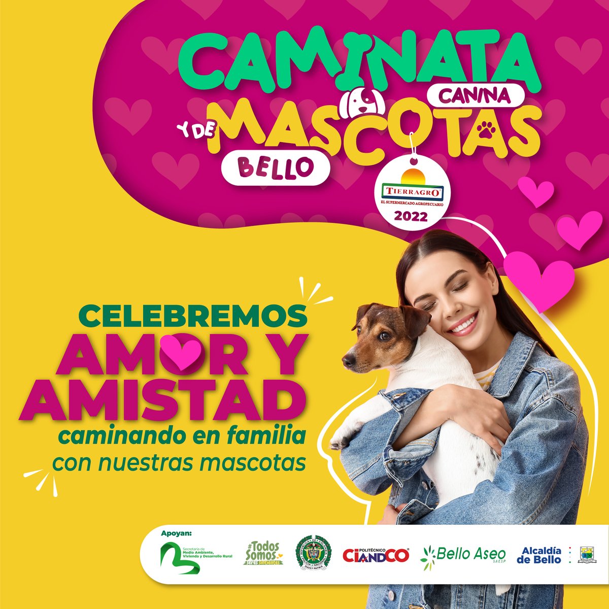 AlcaldiadeBello's tweet photo. 🐾💛Celebremos el amor y la amistad con el ser más  incondicional que tenemos en nuestras vidas, con @Tierragro realizaremos caminata🐕de mascotas🐱

📲Inscríbete junto con tu mascota aquí👉🏼 https://t.co/5W7119yYFH 
#JuntosPodemos
#TodosSomosSeresSintientes
#PorElBelloQueQueremos https://t.co/mGip3xdCee