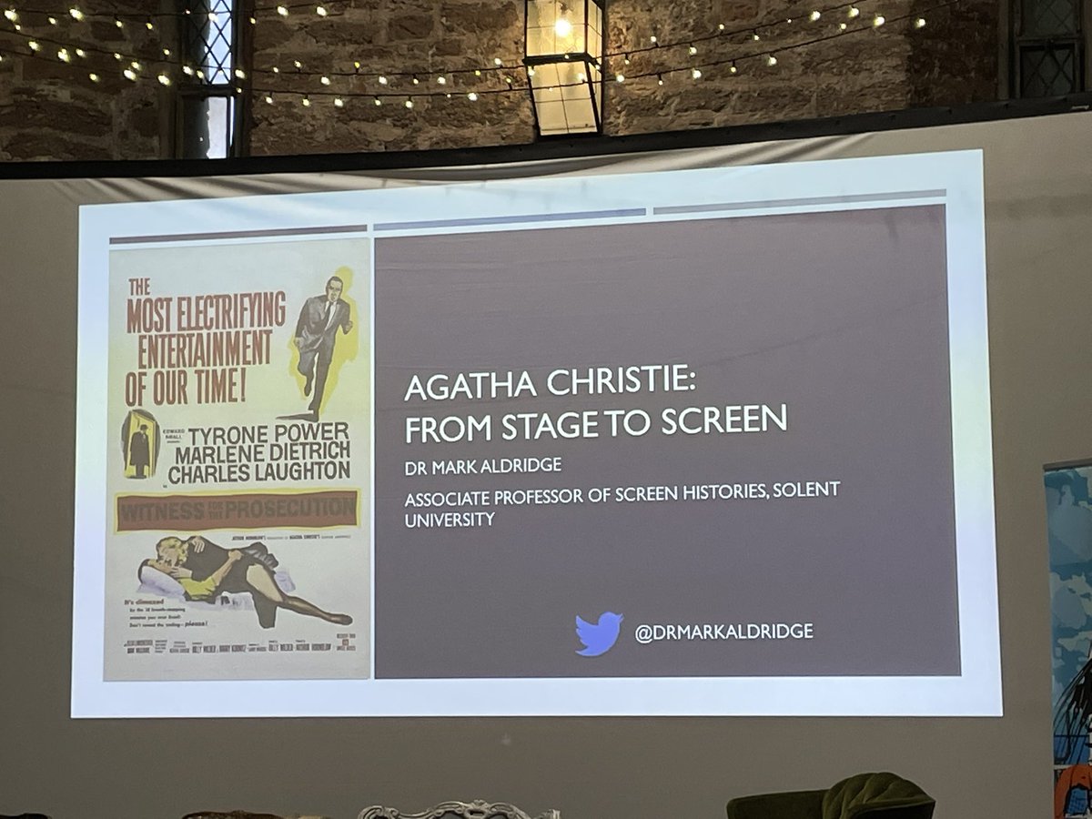 MAEccles's tweet photo. 8 hour drive but I finally made it to my first @AgathaFestival on the @EnglishRiviera with @DrMarkAldridge . If the first slide is anything to go we are in for a treat https://t.co/frDALeyOlw