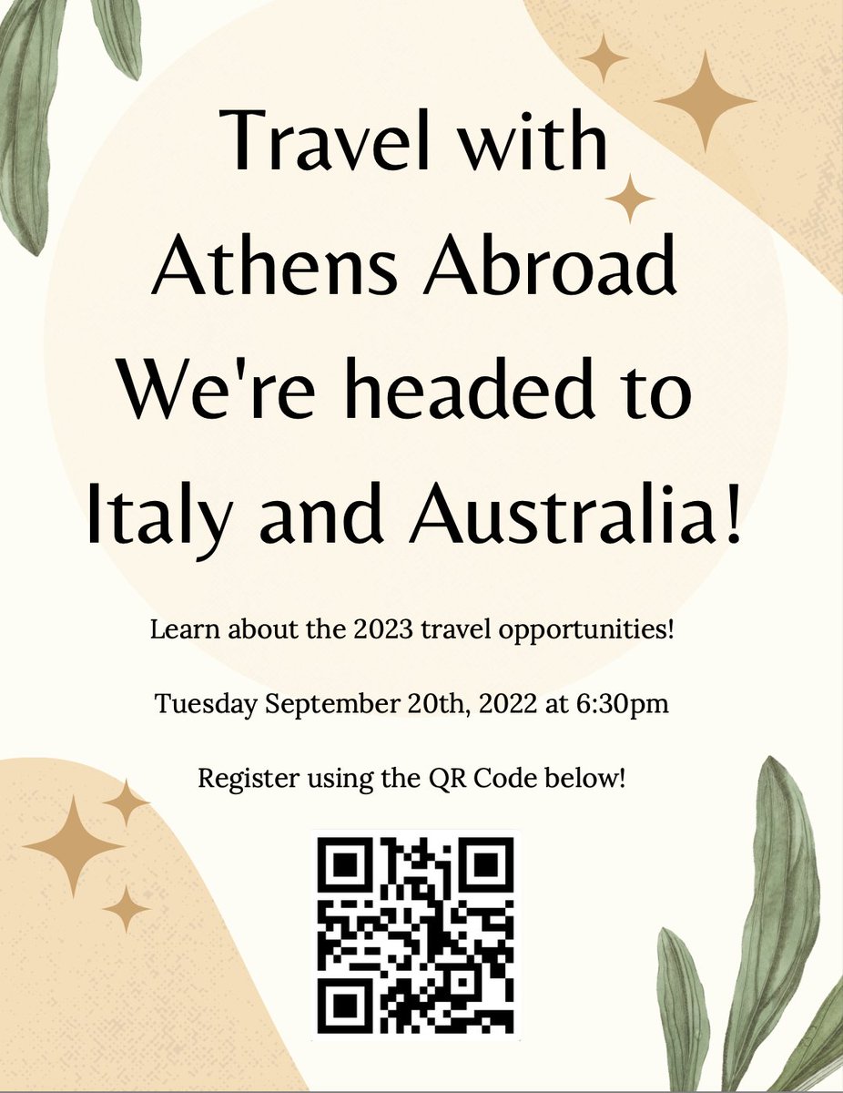 Tuesday, Sept. 20th at 6:00 PM!  Come hear about our amazing trips to Italy 🇮🇹 and Australia 🇦🇺! #SeeTheWorld