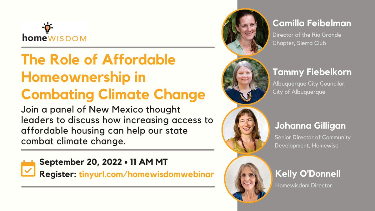 Housing plays a major part in addressing our climate crisis. Attend the <a href="/_homewisdom/">Homewisdom</a> "The Role of Affordable Homeownership in Combating Climate Change" webinar to learn from New Mexico experts how affordable housing can help combat climate change. Sign up: us06web.zoom.us/webinar/regist…