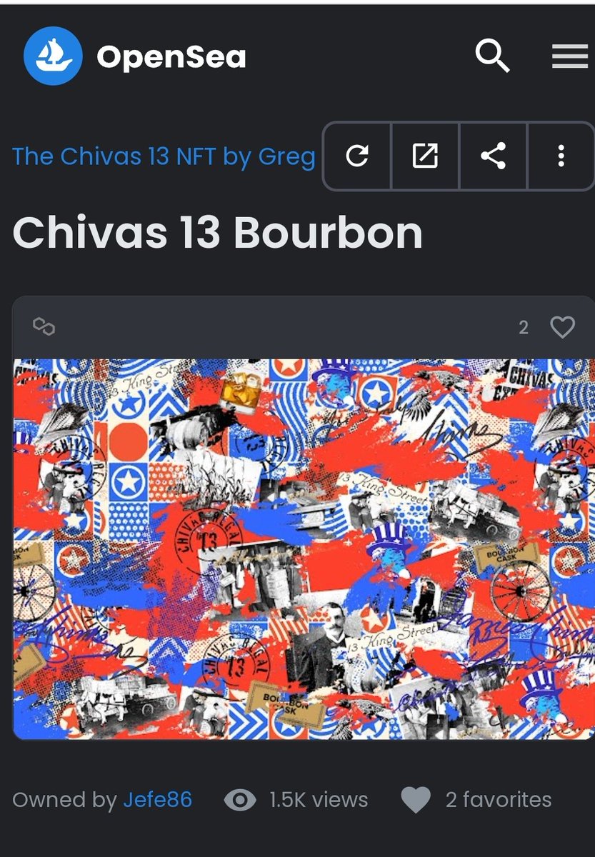 Jefe86dxb's tweet photo. @MutantClubNFT What about this Chivas 13 bourbon NFT created by renowned Greg Gossel? Chivas 13 Bourbon is an NFT artwork created for the Chivas Extra 13 collection. It was used for the pack design of Chivas Extra 13 Bourbon Cask, and was also minted into a unique NFT for digital permanence. https://t.co/9gHQbT48pe