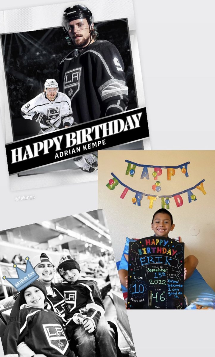MrsHatsFitted's tweet photo. Happy Birthday to these two guys!!! Pretty awesome that our 1st born is 10 today and we find out he shares a birthday with @adriankempe !!!! #GoKingsGo @LAKings @hats_fitted 🥳🥳🥳 https://t.co/iyafeA95nW