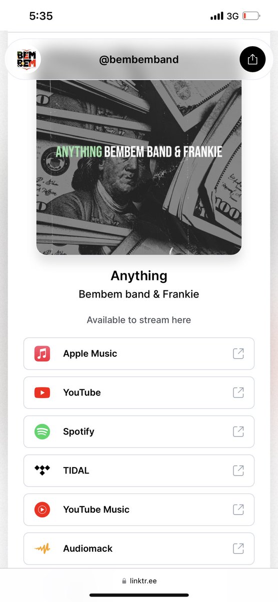 BandBembem's tweet photo. https://t.co/C33vXhxpyZ
Our maiden single Anything (Bembem band ft. Frankie) is out now on all digital platforms 
Kindly listen, like and share. Thank you.
#bembemband#itsabembemthing https://t.co/fKbxAytFDj
