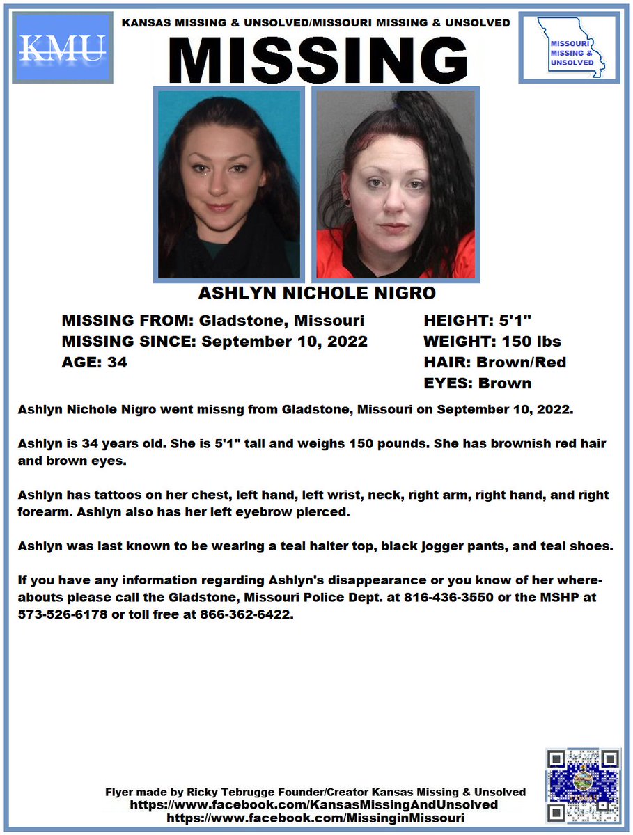 KansasMissing's tweet photo. #MissingPerson #Missing PLEASE SHARE/PRINT/POST!!! ASHLYN NICHOLE NIGRO (GLADSTONE, MISSOURI)!!!  #MissouriMissing #MissinginMissouri https://t.co/MdiFAmqQVP