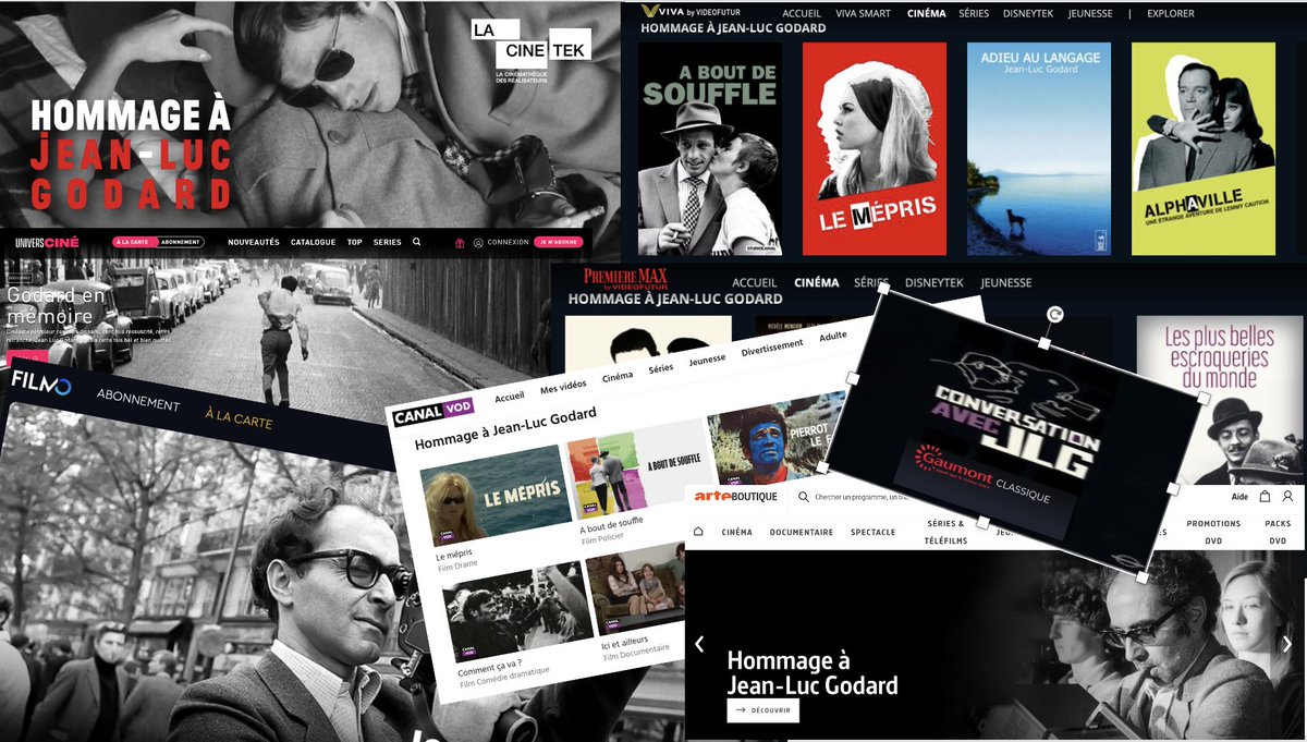 SEVAD_Off's tweet photo. Les éditeurs membres du @SEVAD rendent hommage à #JeanLucGodard.Des dizaines de films à découvrir ou à revoir en VOD.“Le cinéma,comme la peinture,montre l'invisible.” #ArteVOD #CanalVOD #Filmotv #GaumontClassique #LaCinetek #OrangeVOD #PremiereMax #UniversCine #VIVAbyVIDEOFUTUR https://t.co/8ywmRzdPJo