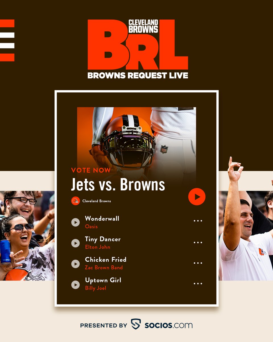 Browns's tweet photo. We're bringing the tunes to @FEStadium, and you can pick the sing-along track we play between the 3rd and 4th quarters!! 🎶

Vote below for the home opener vs. NYJ!
🎼 » https://t.co/gSFJaHOx3g https://t.co/MEWWJVtHES