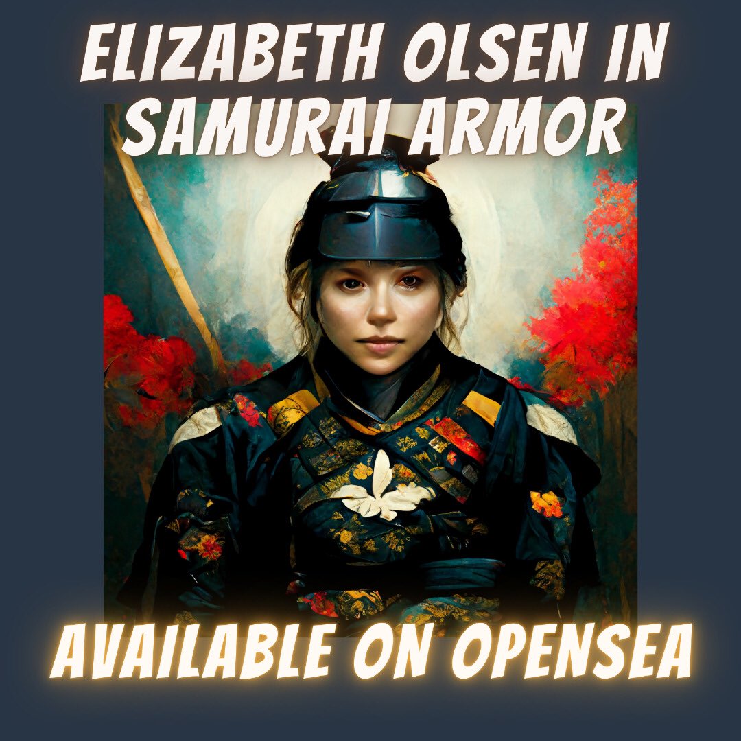 ShahanArt's tweet photo. @lunaelodieB2 💚 Elizabeth Olsen in samurai armor 💚

Opensea:
https://t.co/CDYp3WBRUE

#nft #nftartist #meta #metaverse  #nftcollector #digitalartist https://t.co/4uFIR5Jrcr