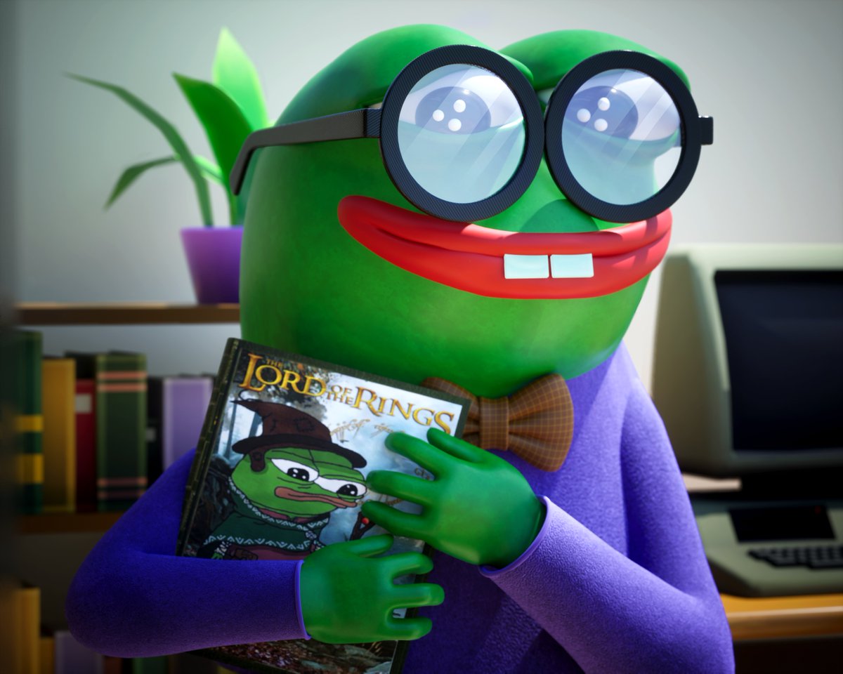 TrystanNFT's tweet photo. Nerd Pepe 🤓
My precious 📖

#nftart #NFTcollectors #pepethefrog #nft3D Thx @jaggedsoft #LordOfTheRings #NFTartist @opensea https://t.co/pVSr2N7wbT