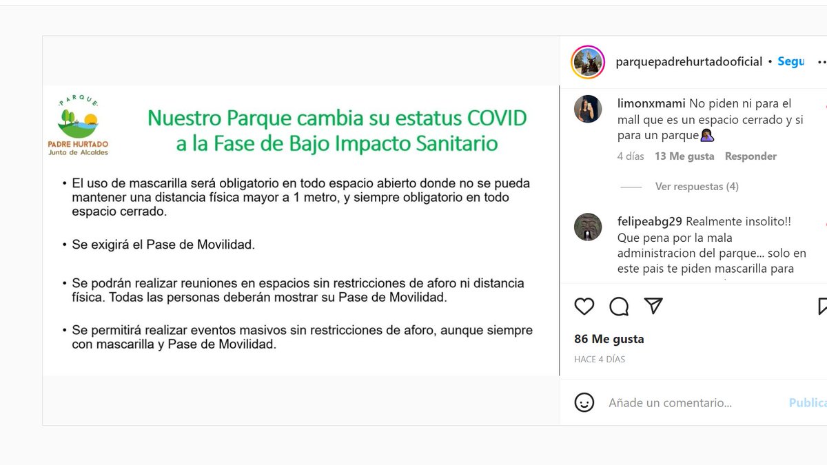 archambassador's tweet photo. Inconcebible que en el parque urbano "Padre Hurtado" de Santiago, exijan "pase de movilidad" (4 dosis) y máscaras. Es irracional, inhumano y atenta a los derechos fundamentales mediante coacción, promoción de fármacos y privación de áreas de esparcimiento a adultos y niños. https://t.co/oEdevf1IYK