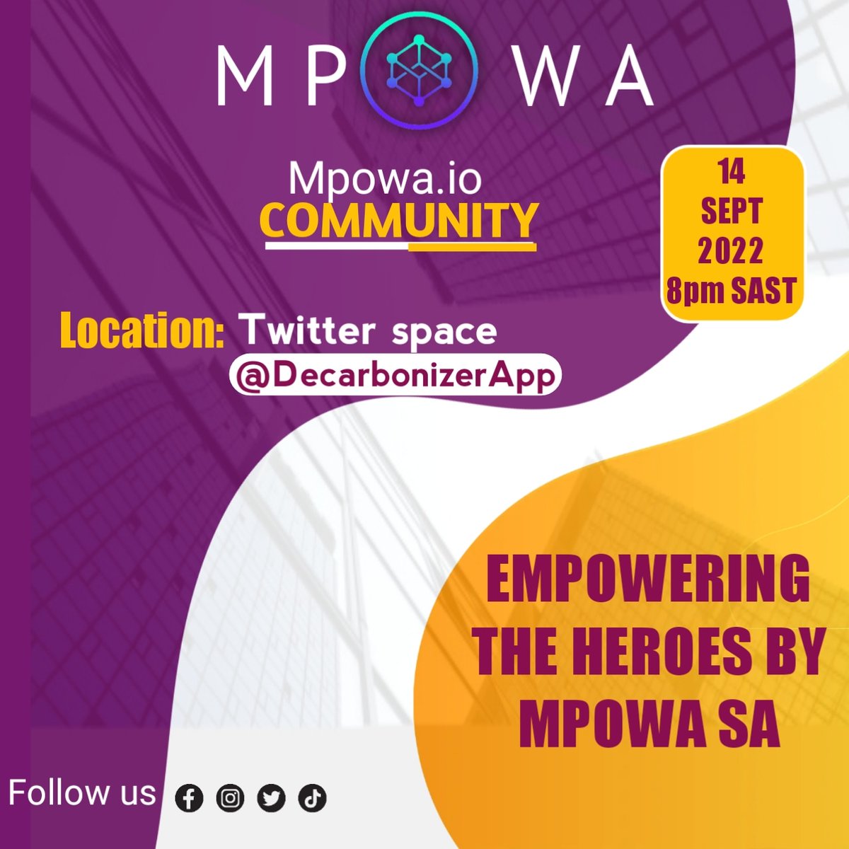 We are having our Twitter Space tomorrow at 8pm SAST. To ensure Climate positive project continuity, there is the need to mentally prepare Heroes/ project leaders. Mpower SA is our life coach partner to make this happen. #Socialimpactprojects
#decarbonization
#MpowerSA