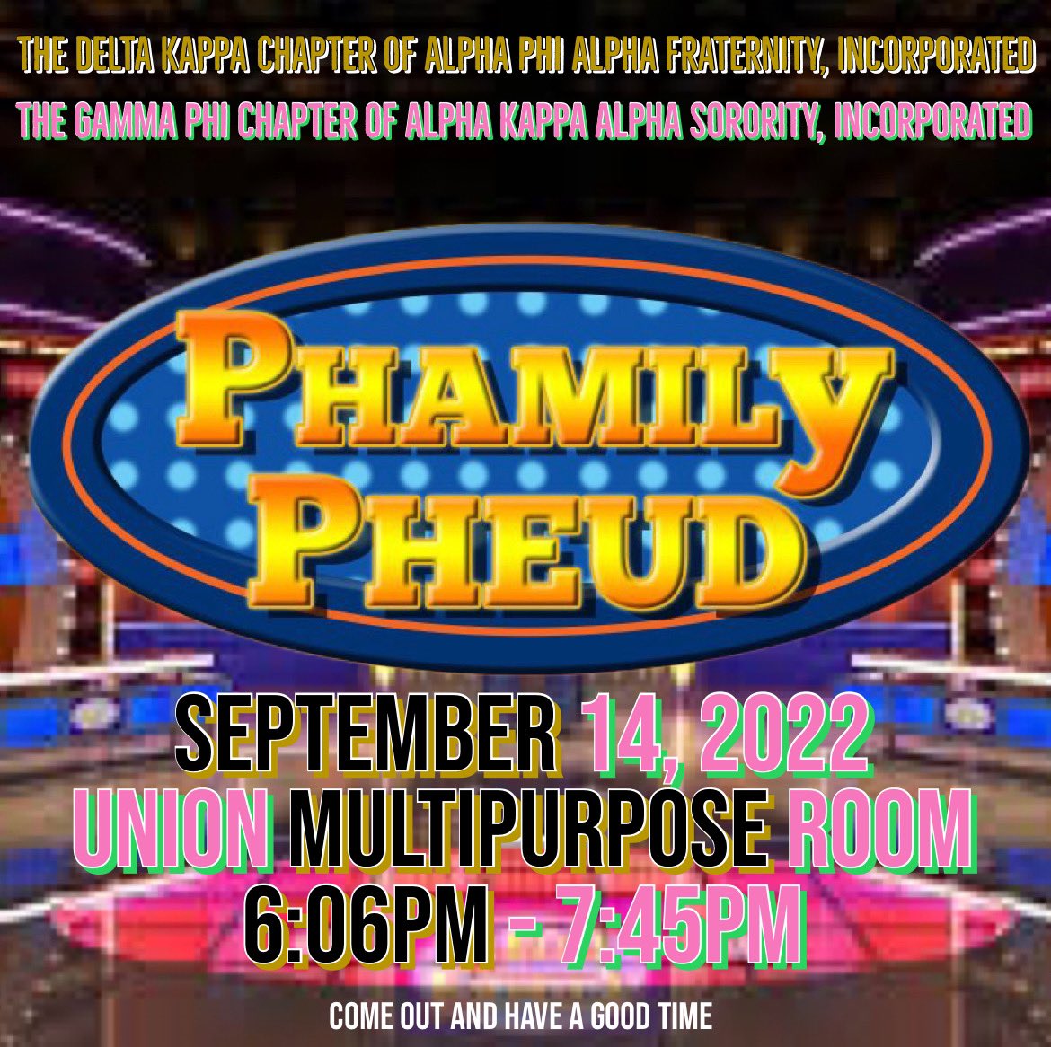 DKAlphas06's tweet photo. Come out and have a good time with The Delta Kappa Chapter of Alpha Phi Alpha Fraternity Incorporated and the Gorgeous Gamma Phi Chapter of Alpha Kappa Alpha Sorority Incorporated tomorrow in the Union Multipurpose Room. 🤙🏽🖤💗 #ALPHAStateUniversity #Skee-Phi https://t.co/icHiYotjTv