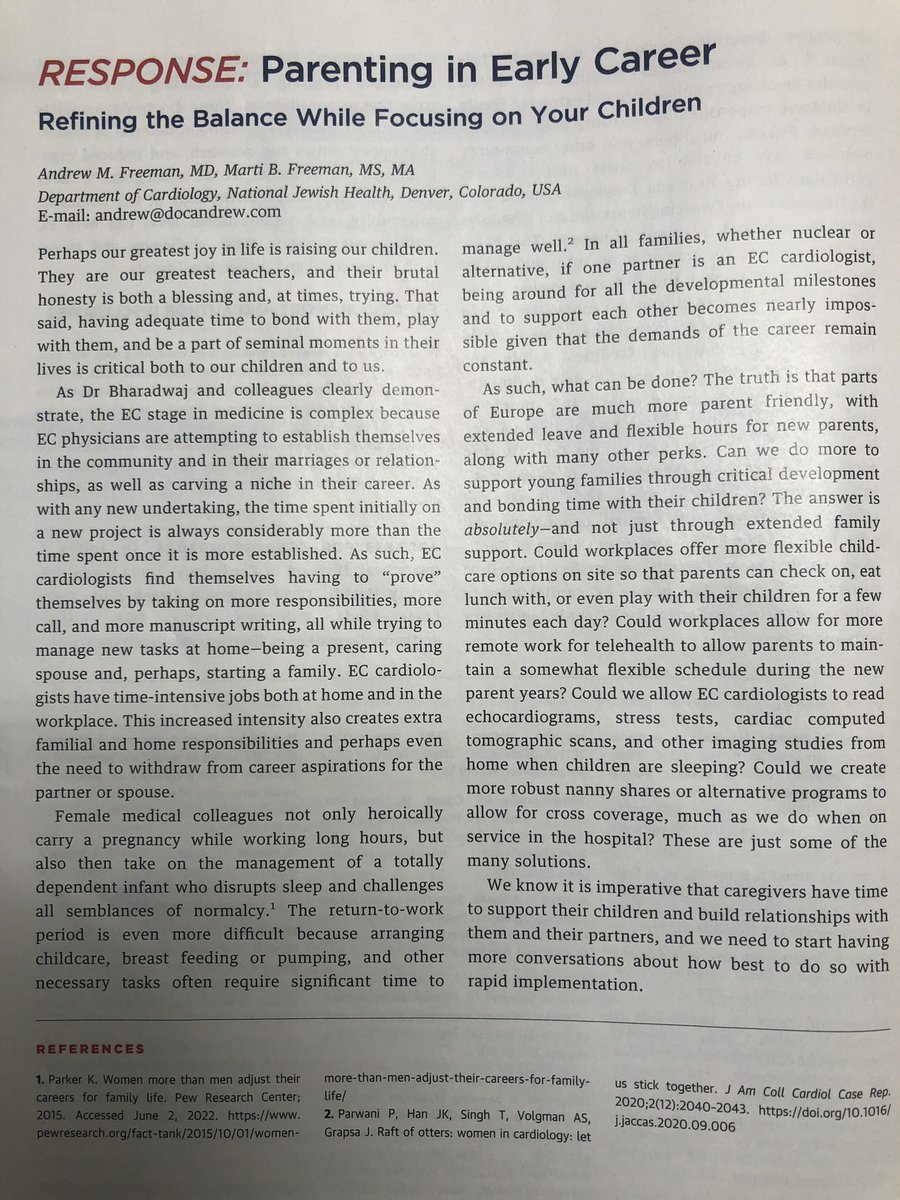 Srihari S. Naidu, MD (@sriharinaidumd) on Twitter photo From current <a href="/JACCJournals/">JACC Journals</a> nice editorial on work life balance. Early career, early marriage and early parenting are all difficult but self limited times. Let’s get everyone through so that what comes after is amazing for themselves, their careers & their patients. From current <a href="/JACCJournals/">JACC Journals</a> nice editorial on work life balance. Early career, early marriage and early parenting are all difficult but self limited times. Let’s get everyone through so that what comes after is amazing for themselves, their careers & their patients.