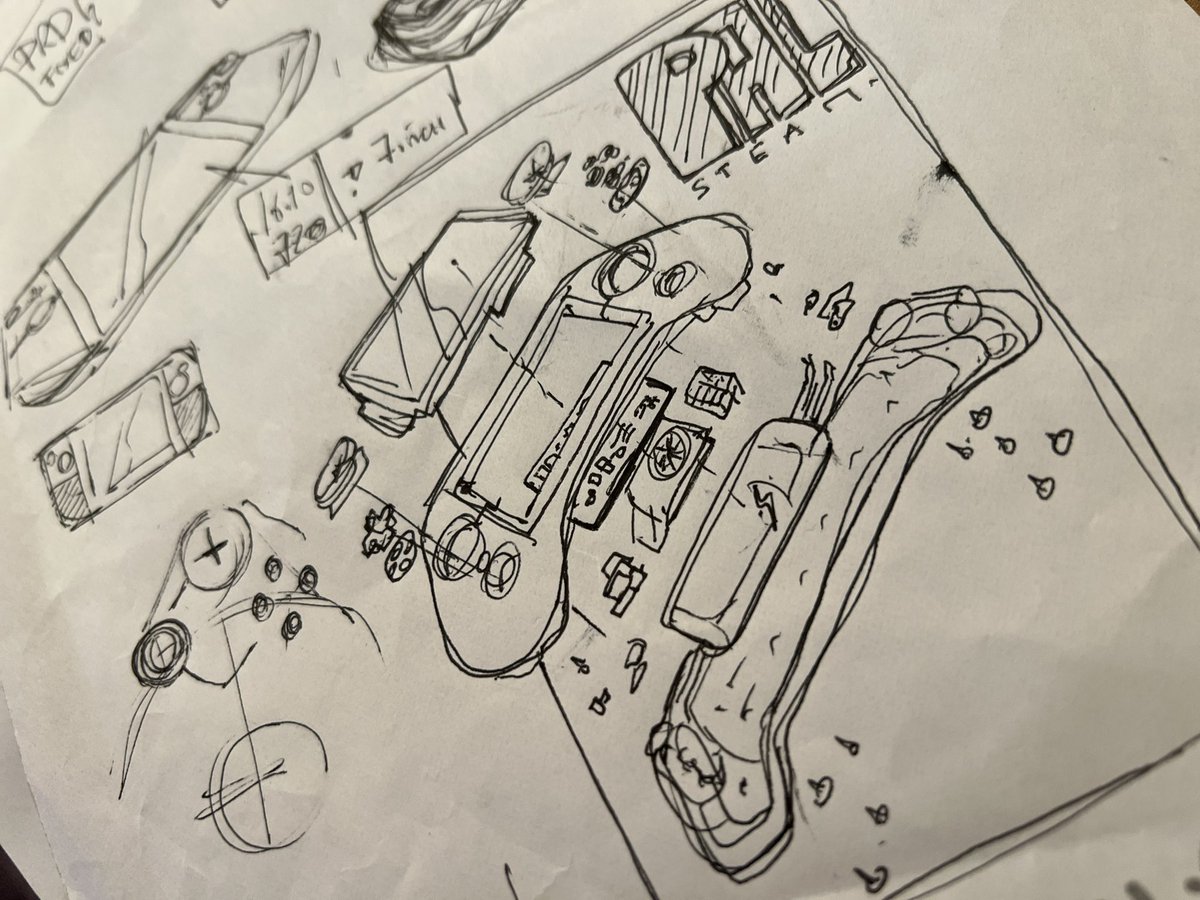 bnko's tweet photo. Time to share some of the process behind #steamdeck industrial design : early sketches and research ! #id #industrialdesign #process #gaming https://t.co/FTeKWz6t3Q