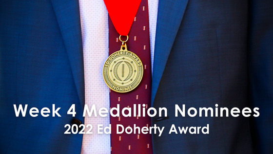 Congrats to Matt Brimhall; <a href="/navibruzon/">Navi Bruzon</a>; <a href="/CameronHackwor1/">Cameron Hackworth</a>; <a href="/dylan_lee29/">Dylan Lee</a>; &amp; <a href="/MackMolander/">Mack Molander</a> on earning Week 4 Ed Doherty Award Nomination Medallions™ for their outstanding performances on Fri., 9/9! Read more: bit.ly/3df2WbJ

#BeRelevant #MoreThanAGame