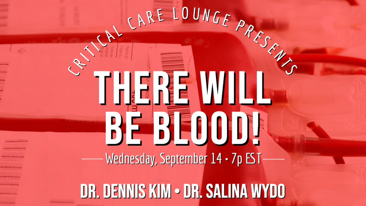 Haney Mallemat (@criticalcarenow) on Twitter photo The Critical Care Lounge is live tomorrow at 7pm with <a href="/traumaicurounds/">Dr. Dennis Yong Kim, MMEd</a> & <a href="/InVersedVeritas/">Salina Wydo</a> talking transfusion & trauma.
Be there live to ask questions and be part of the discussion! Like and subscribe to the channel.
youtu.be/72U0-kY6KM0 The Critical Care Lounge is live tomorrow at 7pm with <a href="/traumaicurounds/">Dr. Dennis Yong Kim, MMEd</a> & <a href="/InVersedVeritas/">Salina Wydo</a> talking transfusion & trauma.
Be there live to ask questions and be part of the discussion! Like and subscribe to the channel.
youtu.be/72U0-kY6KM0
