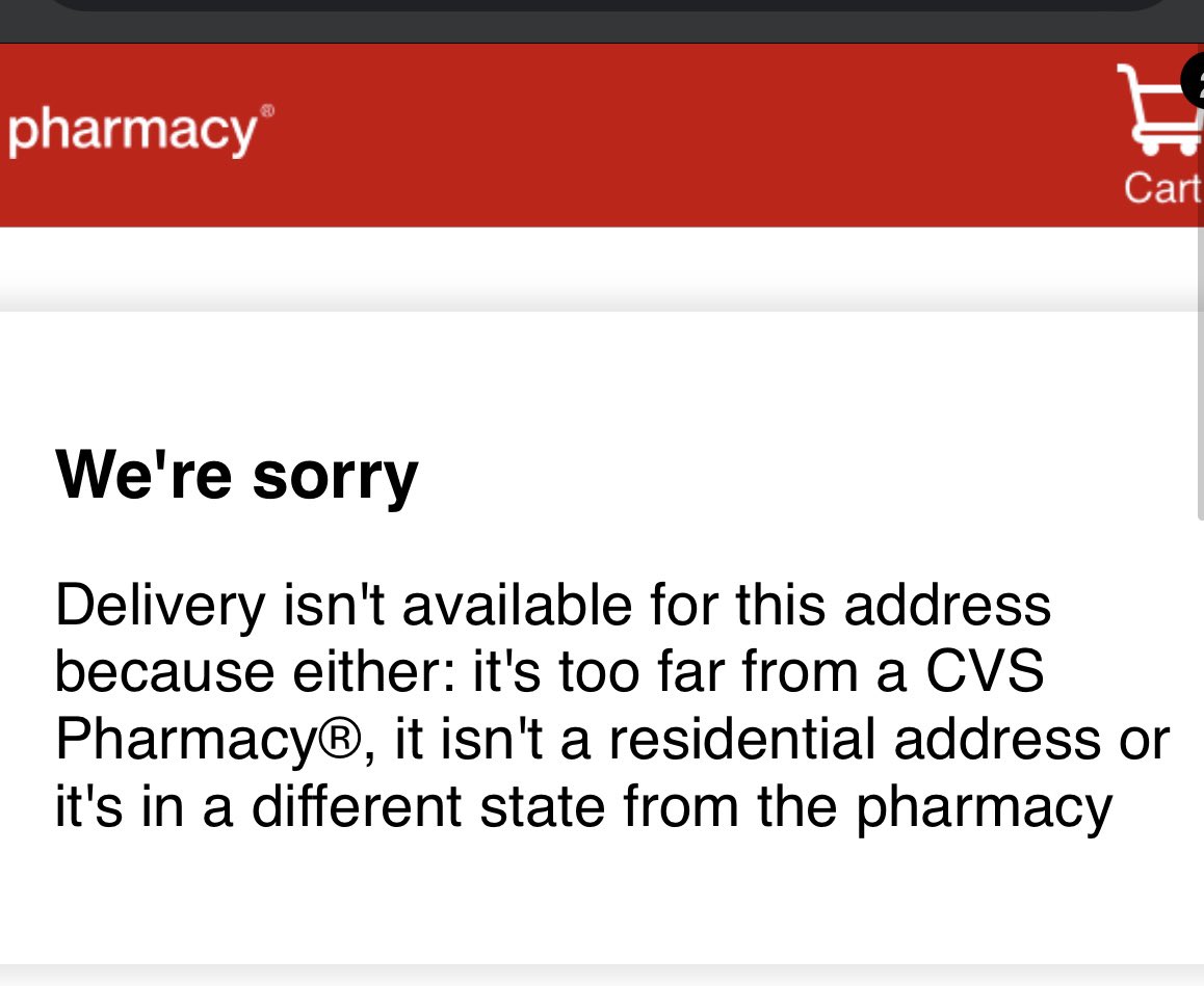 xobalcxo's tweet photo. .@cvspharmacy what’s the point of paying for carepass when the app doesn’t work 99% of the time? I’ve had stuff delivered 10+ times and now it’s too far? Now I can call the pharmacy and wait on hold for 15 minutes to maybe have it delivered https://t.co/0lrOFiIJeh