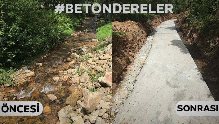 Dere taşkınları adı altında DSİ tarafından derelerimiz beton kanallara hapsediliyor... #BETONDERELER