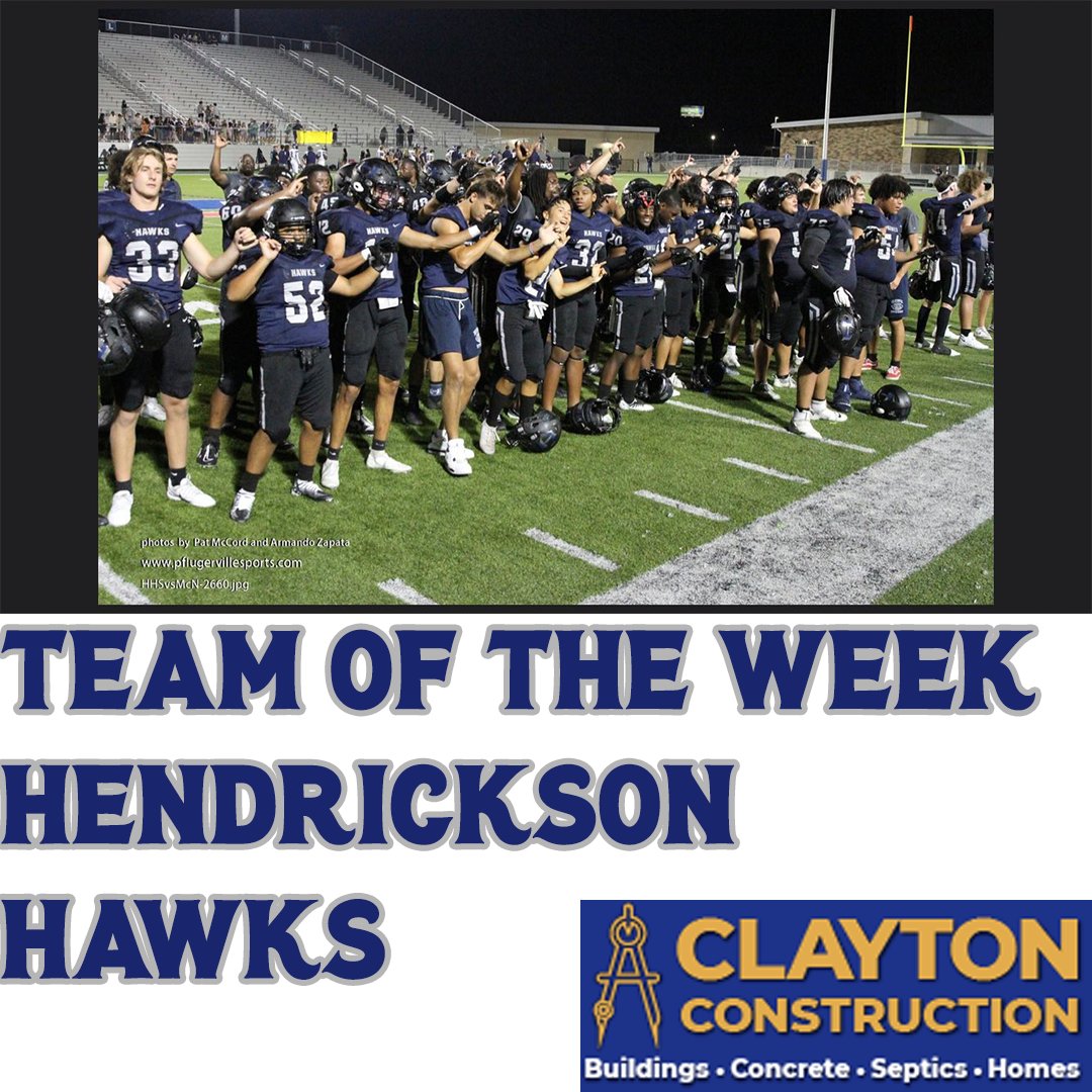 This weeks #TeamOfTheWeek Powered by Clayton Construction is <a href="/HendricksonFB/">Hawk Football</a>!