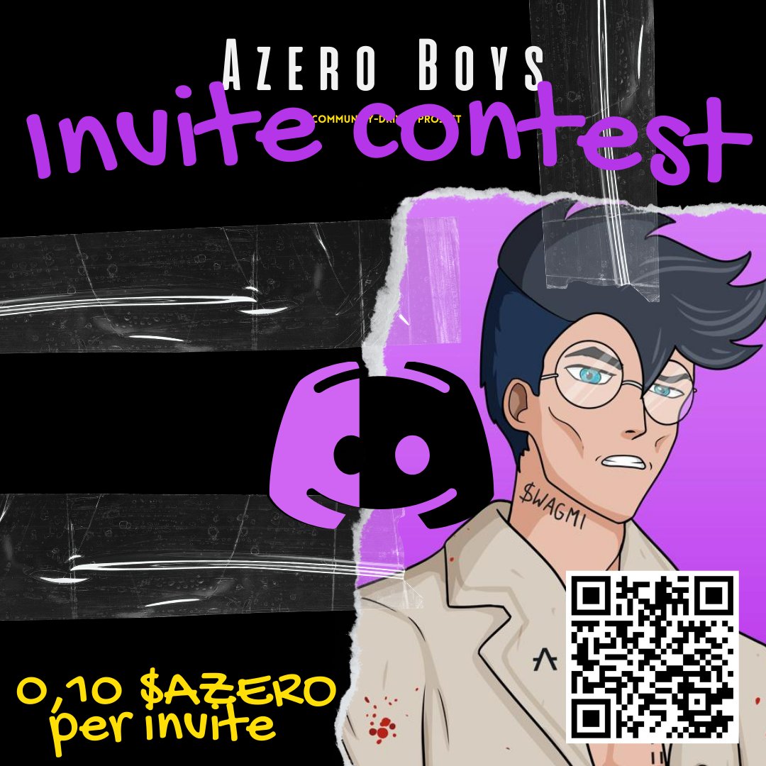 AzeroBoysNFT's tweet photo. Introducing our first Discord Invite #Contest🕵️‍♂️

🏆Here's the chance to get 100 $AZERO by inviting your #Azero friends to our discord server.
Top 10 invites only.

To join:
1⃣Follow @AzeroBoysNFT
2⃣Like/RT/Tag 2
3⃣Join discord https://t.co/h2vSNaLN3b

Generate yours, be a real OG https://t.co/RtQu7rFL6j