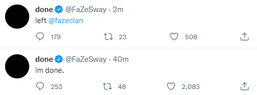 JakeSucky's tweet photo. For unknown reasons FaZe Sway has left FaZe Clan https://t.co/4Nnsp87ldx
