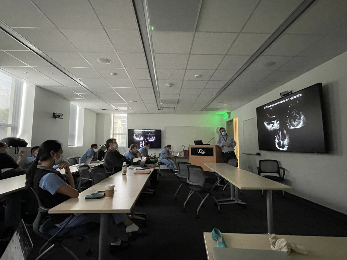 On Day 2 of our @ucsf critical care ultrasound course, Cardiologist <a href="/ChrisBarnettMD/">Christopher Barnett MD, MPH, FACC</a> leads a case-based review of bedside cardiac ultrasound findings before an afternoon of scanning with standardized patients. <a href="/ucsfccm/">UCSF Critical Care Medicine</a> <a href="/UCSF/">UC San Francisco</a>PCCMFellows @LekshmiMD