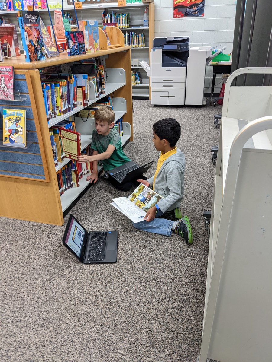 I spy with Mrs. Carley's class the sections of the Erickson Library! How many sections can you find? <a href="/D13Eagles/">Erickson Elementary</a>