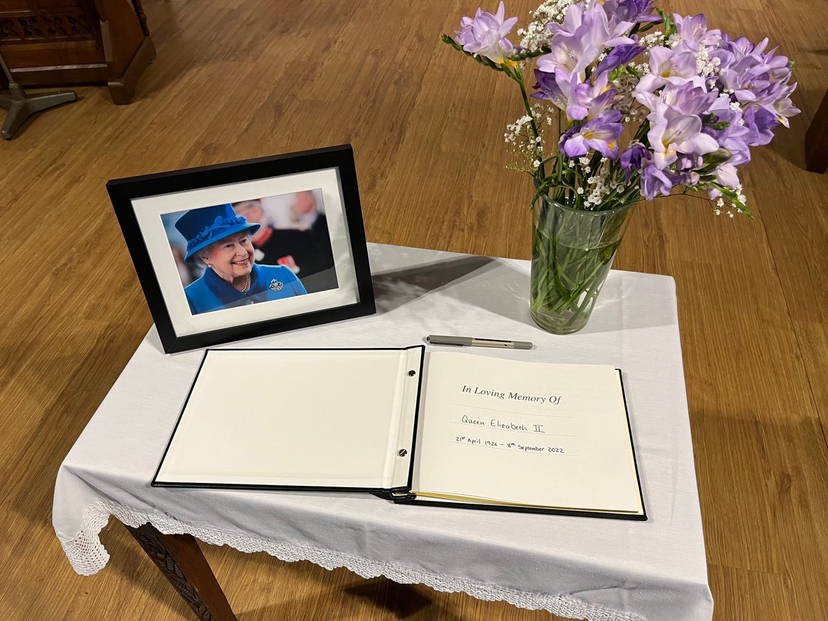 If you would like to write in our local Book of Condolence, St Luke's Church will be open each day from 9am to 6pm until the Queen's funeral.

We will have a special Commemoration Service marking the death of Queen Elizabeth II at 6.00pm on Sunday 18th September.