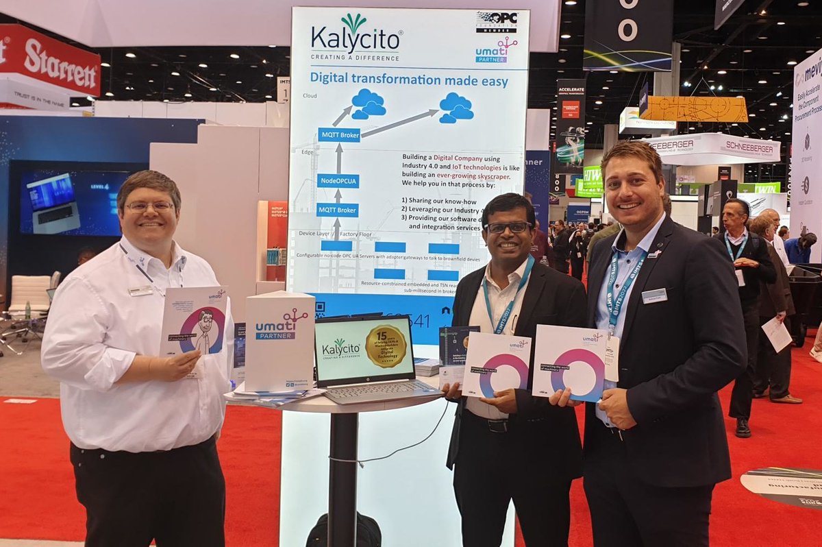 UmatiOrg's tweet image. Andreas Faath and Alexander Broos are happy to meet Bhagath Singh Karunakaran of @kalycitoindia in Chicago at @IMTSchicago.
OPC UA and umati make digital transformation easy.

#umati #interoperbility #OPCUA #IMTS2022 #HMUSA22