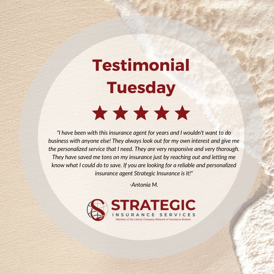 TampabayIns's tweet image. Happy Testimonial Tuesday!

If you feel inclined to do so, please leave us a Google review: bit.ly/3QahkQ8

#testimonaltuesday #clientlove #StrategicInsurance #LibertyPartnter