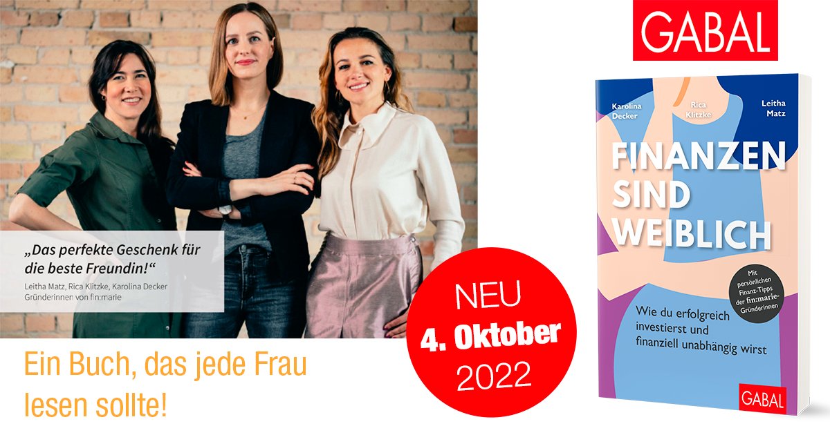 Die <a href="/FinMarie_com/">FinMarie</a> Gründerinnen und Autorinnen Karolina Decker, Rica Klitzke und Leitha Matz appellieren in ihrem Debuttitel “Finanzen sind weiblich” (ET:  4.10.) an alle Frauen: ❗️ Nehmt euer Geld selbst in die Hand!

Hier eine exklusive Leseprobe:
bit.ly/3U40wNG

#geld