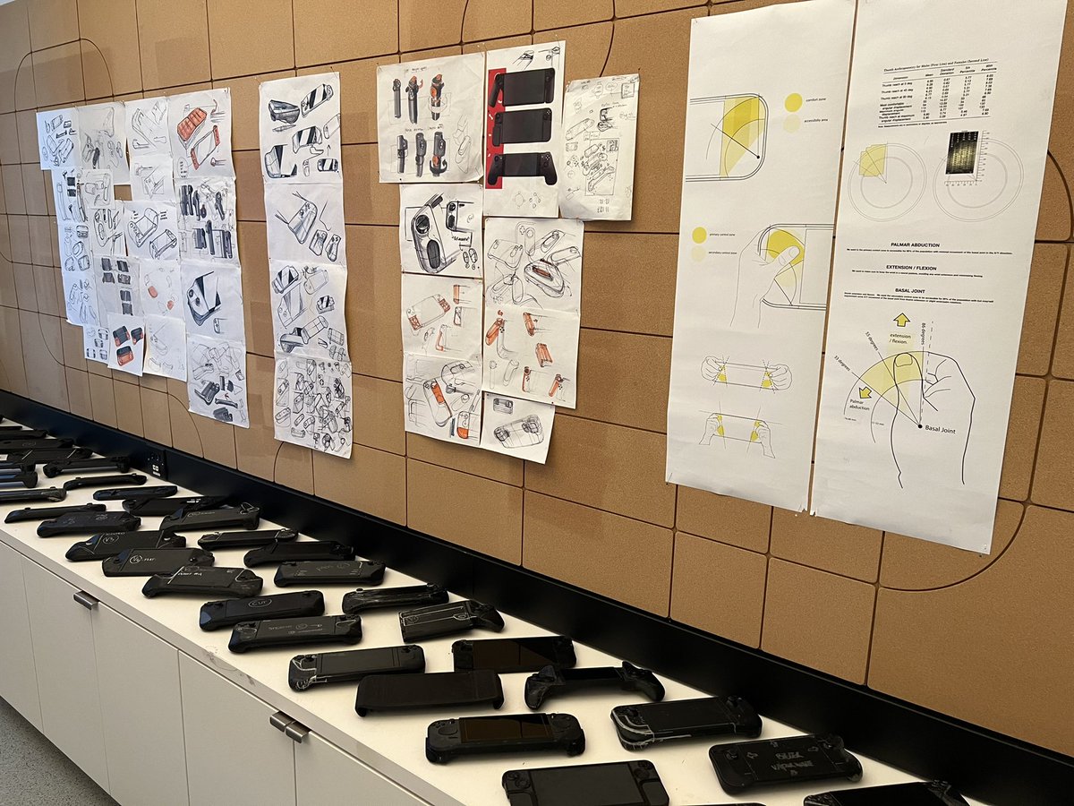 bnko's tweet photo. A Quick preview of the many iterations behind #steamdeck industrial design and development . Overall comfort and reachability of primary vs secondary controls was our main focus.  #userresearch  #anthropometry #research #id #industrialdesign #process https://t.co/n6D8w5byZq