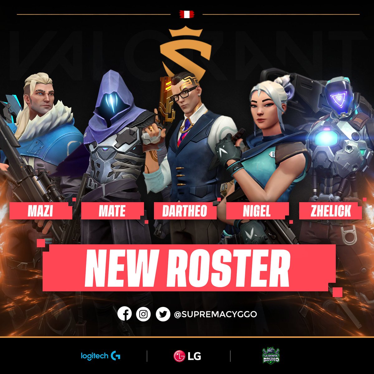 supremacyggo's tweet photo. ¡BIENVENIDOS! 👏

Después de un tiempo de inactividad en las competencias queremos anunciar a nuestra nueva escuadra de Valorant. Sangre nueva que dejará nuestro escudo en lo más alto. 👑 

🔶 @Zhelick2k  
🔶 @n1geel_
🔶 @darthe0
🔶 @Mqzi__ 
🔶 @mate_fps   
🔶 @skillfps28 (Coach) https://t.co/mOK05ut2Uq