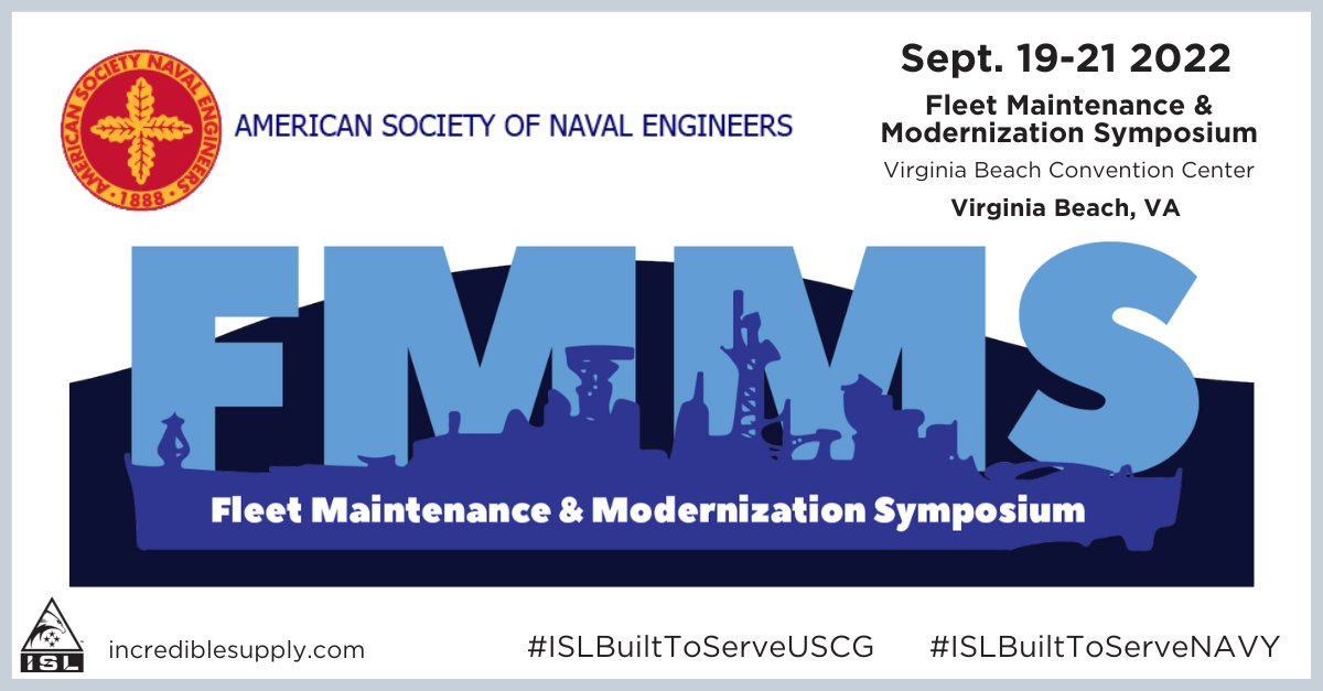 Connect with the ISL <a href="/USCG/">U.S. Coast Guard</a> and <a href="/USNavy/">U.S. Navy</a> teams next week (Sept. 19-21) at the <a href="/NavalEngineers/">ASNE</a> ASME FMMS at the Virginia Beach Convention Center.  Contact ISL to schedule a meeting:  incrediblesupply.com/contact/ #ISLBuiltToServeUSCG #ISLBuiltToServeNAVY