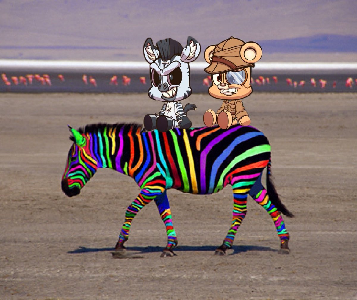 YeetStreetNFT1's tweet photo. @MemoAngeles_KB and @killabearsnft maybe it's still the affects of the #Killton trippy drinks 🍹 but if we used a Colorful or Rainbow 🌈 bear is a rainbow zebra cub possible? Asking for a friend 👀 https://t.co/8jCBv92bFU