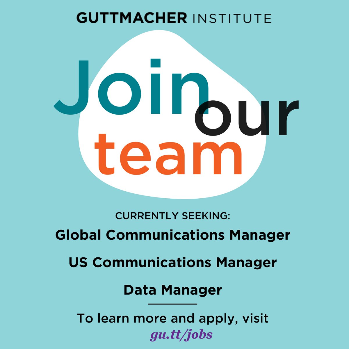 📣 Job opportunities! We are looking for a Global Communications Manager (NYC), US Communications Manager (NYC or DC/ Hybrid) and Data Manager (NYC) to join our team. Learn more & apply! guttmacher.org/about/job-oppo…
