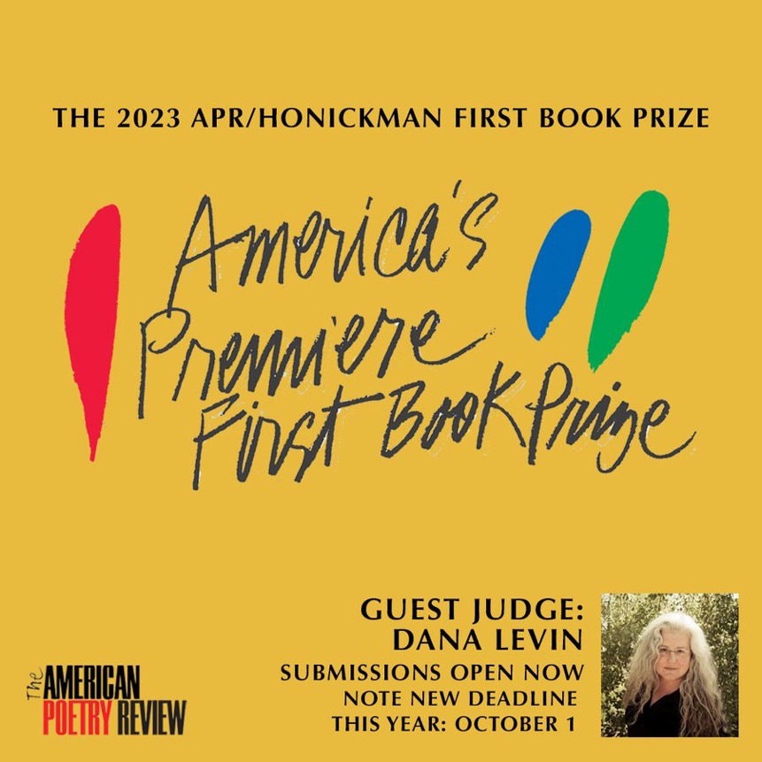 .@danalevinpoet is guest judge for the 2023 Honickman First Book Prize from @AmPoetryReview! Her first book, In the Surgical Theatre, was chosen by Louise Glück for the prize in 1999. Learn more and submit by Oct. 1, 2022: americanpoetryreview.submittable.com/submit