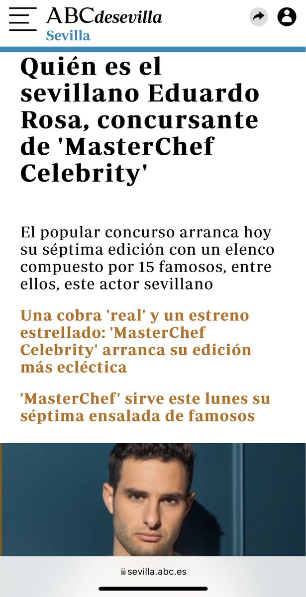 No sabía que era sevillano. Qué sorpresa enterarme por ⁦<a href="/abcdesevilla/">ABC de Sevilla</a>⁩ que en <a href="/MasterChef_es/">MasterChef</a>⁩ me han bautizado cómo sevillano! Me encanta Sevilla ☝🏻🤣🤣🤣

#MCcelebrity
#Madrileño