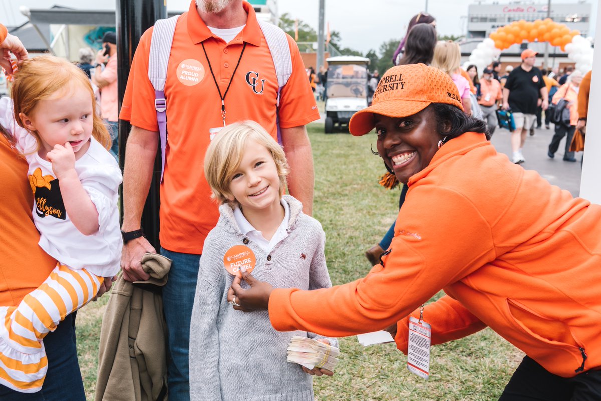 Homecoming weekend will be here soon, and there are many ways to celebrate all things orange and black on October 8 🧡🖤

🏠 Alumni Open House
🚶 Campus tours
🎉 Parade
🎈 Alumni Village
🤼🏐🏈⚽ Athletic events

Visit alumni.campbell.edu/homecoming or a full schedule.