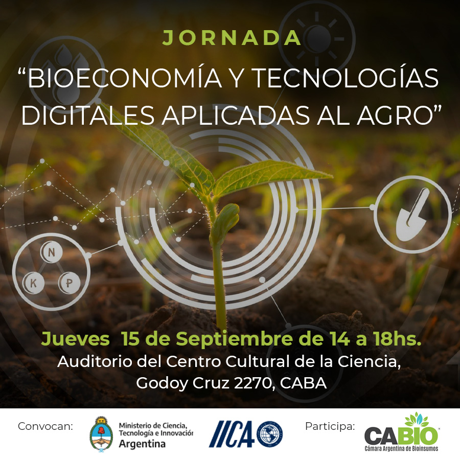 CABIO_Camara's tweet photo. Sumate a la Primera Jornada en Bioeconomía y Tecnologías Digitales aplicadas al Agro, organizada por Ministerio de Ciencia y tecnología y el IICA.
🗓️15 de septiembre
⏰14.00 a 18.00 hrs. 🇦🇷
Inscripción:👉 https://t.co/TYEpHSJtOP https://t.co/lrodRU13Lg