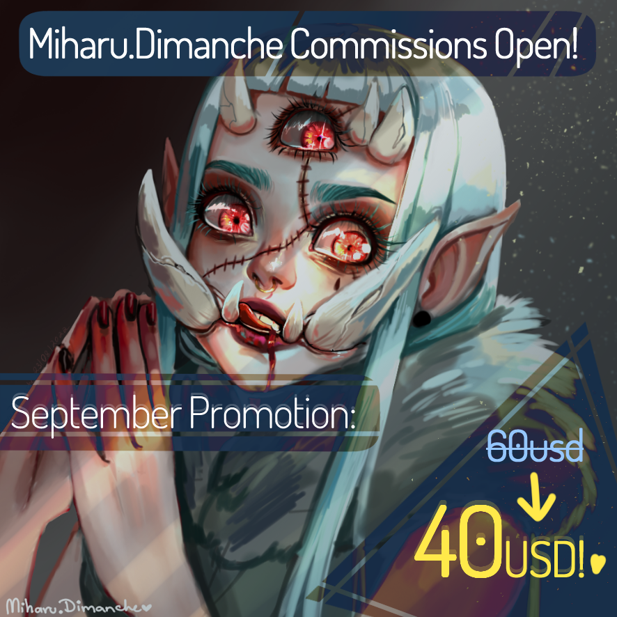 MiharuDimanche's tweet photo. HELLO!! I have open commissions bust+ 1 timelapse 30s at 40usd. my TAT for a bust is 2 to 3 days, if you are interested send me a message! PROMOTION ENDS OCTOBER 1ST.
I will be really gratefulll if you rettwit 💖💖💖
#opencommissions #opencommissio #Commission #comissionsopen https://t.co/RU84CD2nZ7