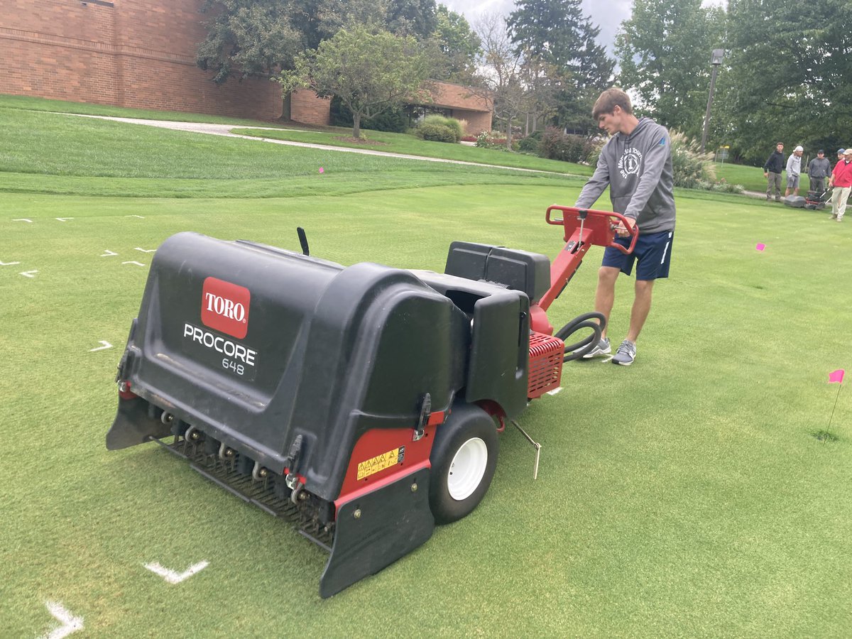 OSU_ATI_Turf's tweet photo. Equipment and operations students got their hands dirty solid time aerifying and prepping a seed bed with the dingo…almost ready to get seed down! https://t.co/3hVWMv0PX3