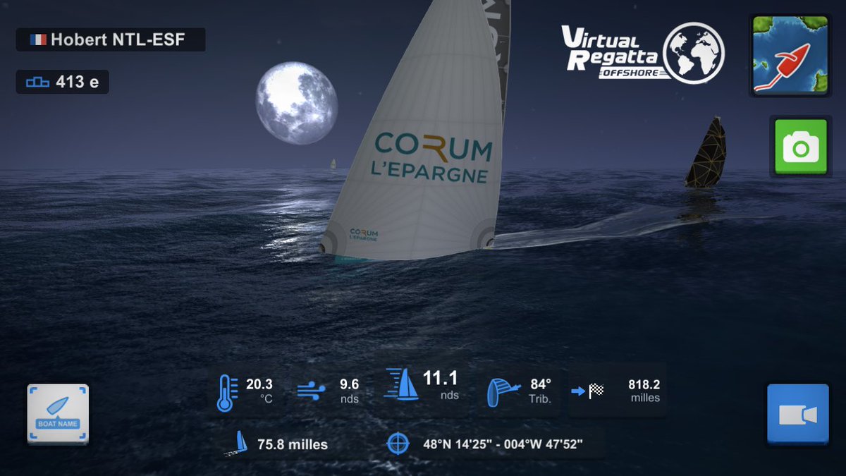 Hobert_VR's tweet photo. @corum_voile @defiazimut @VirtualRegatta @CORUM_LEpargne Finalement ça vogue pas mal 💨⛵️
#DefiAzimut #VROffShore #VirtualRegatta #Imoca #Blutopia #SailingWithCorum https://t.co/MPAW0Ggd8L