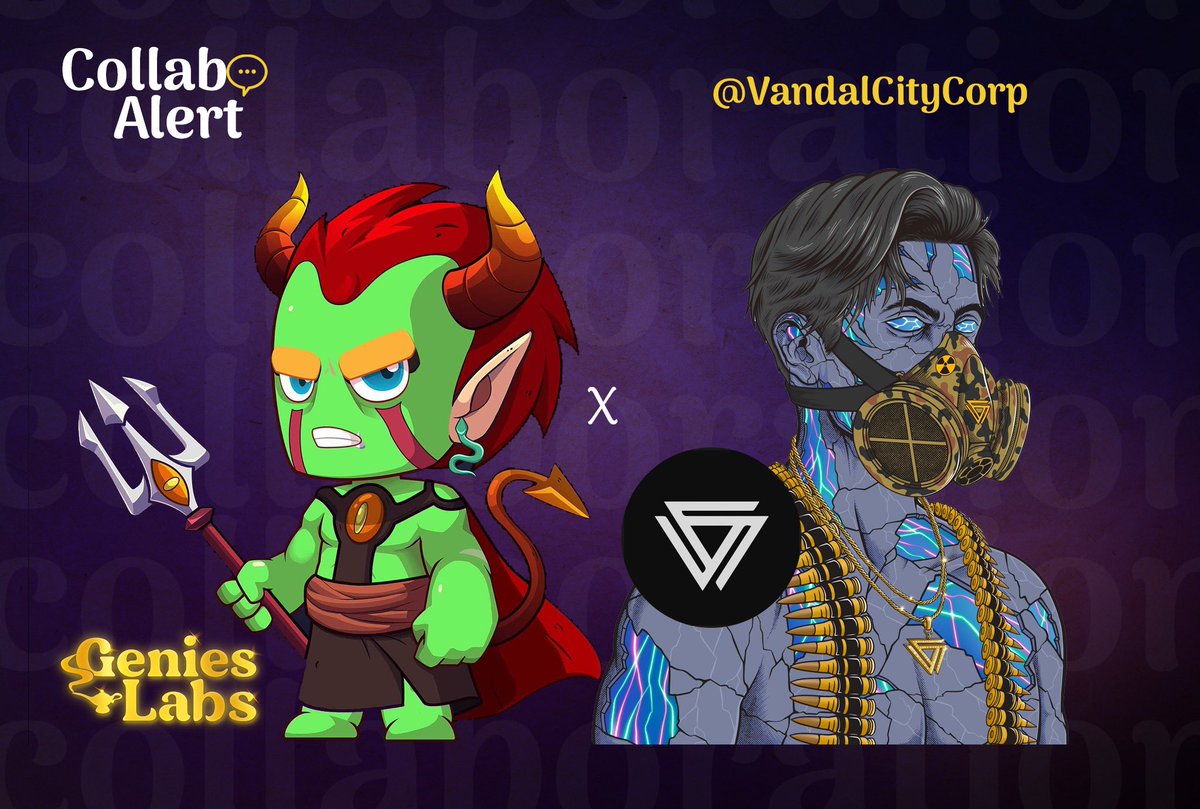 Genies are delighted to announce a WL collaboration with <a href="/VandalCityCorp/">VNDLS</a> ✨

3 wishlist (WL) to win 🔮

Like, RT, follow <a href="/GeniesLabs/">Genies Labs</a> and <a href="/VandalCityCorp/">VNDLS</a> &amp; Tag friends 

48h!